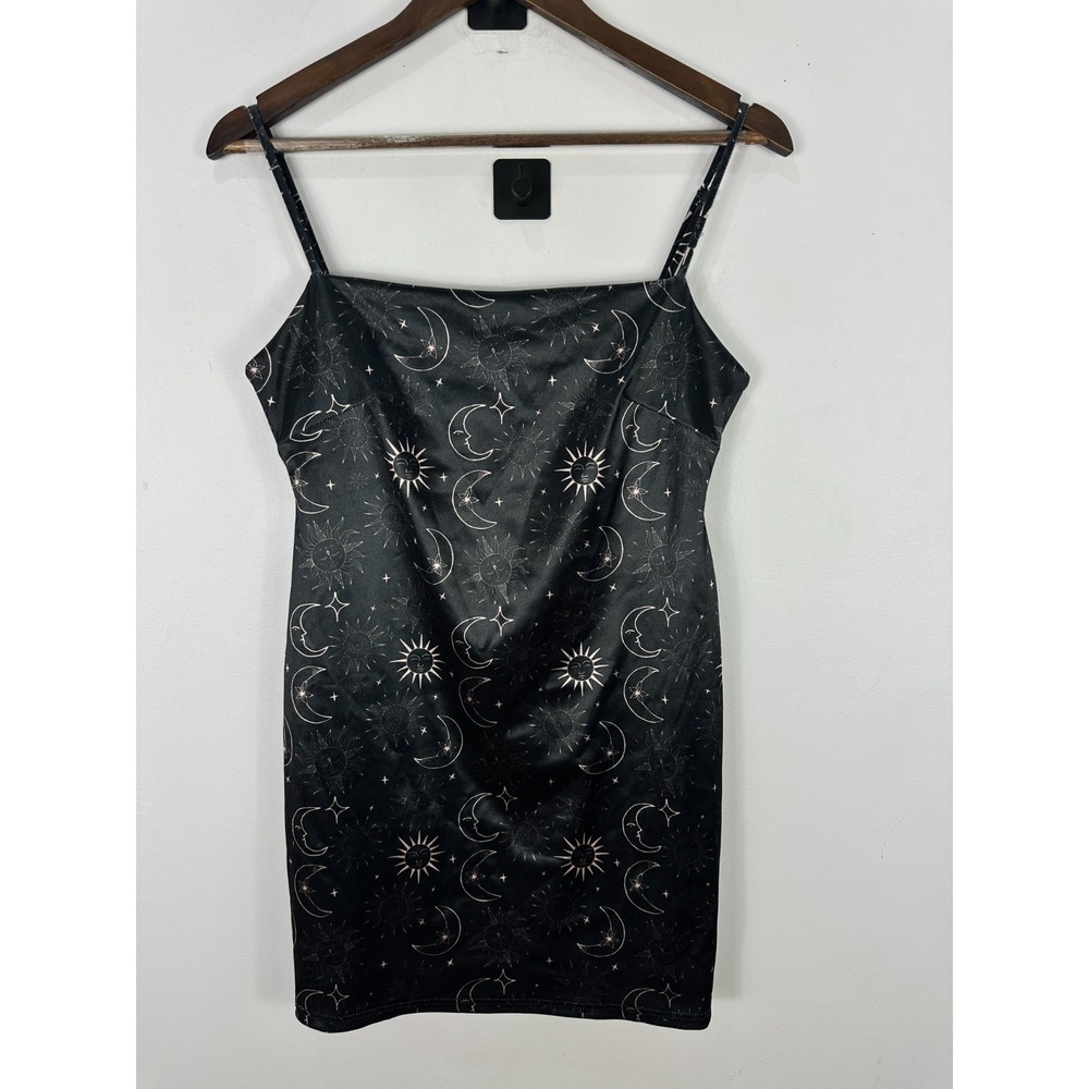 Urban Outfitters Slip Dress‎ Womens Large Black Gold Celestial Sun Moon Witchy